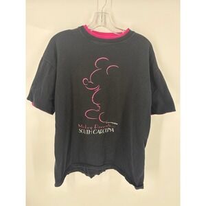Mickey Mouse Presents South Carolina Black Pink Layered T Shirt Size L